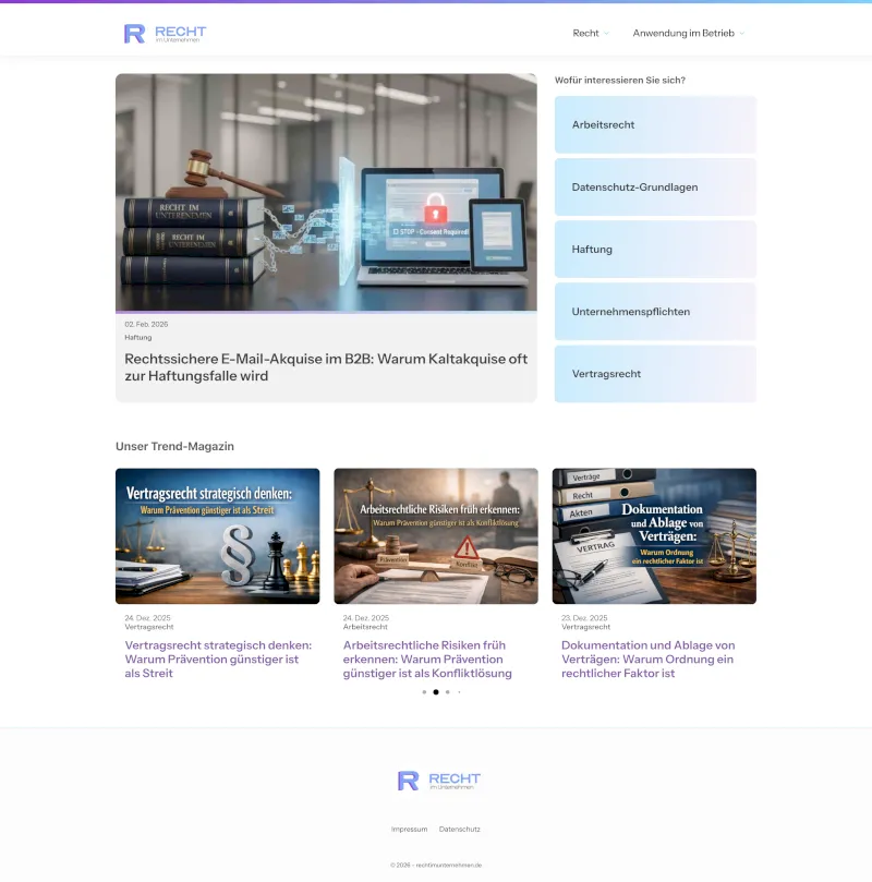 Screenshot der Startseite auf cyberschutzbetrieb.de