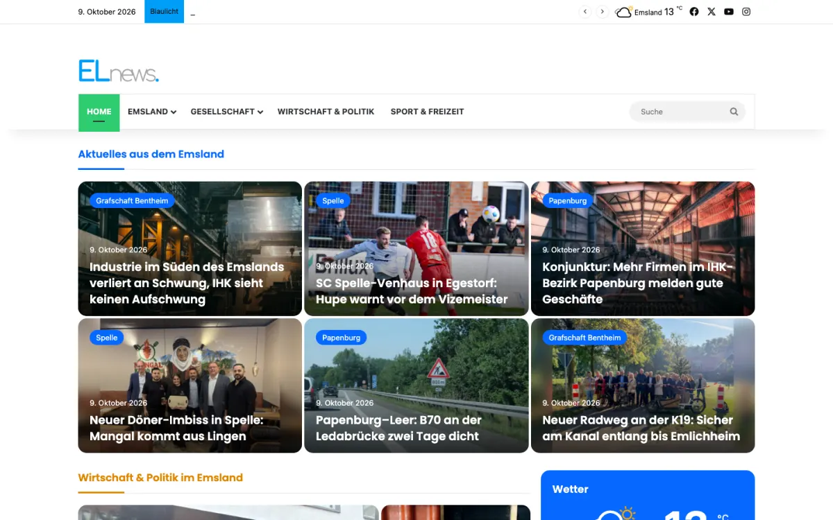 Startseite des News-Portals el-news.de