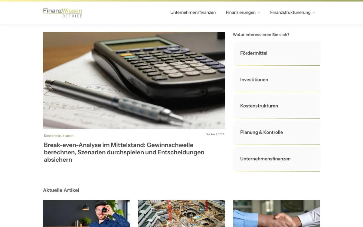 Startseite des Fachportals finanzwissenbetrieb.de