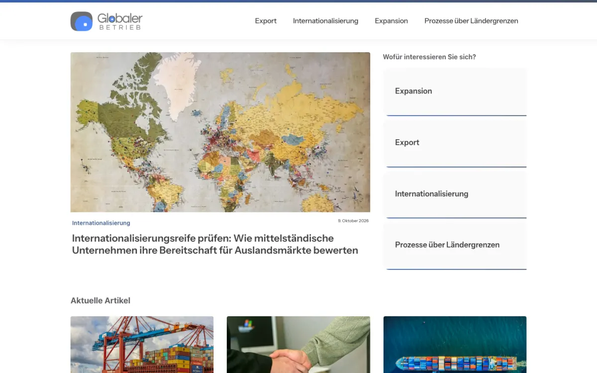 Startseite des Fachportals globalerbetrieb.de