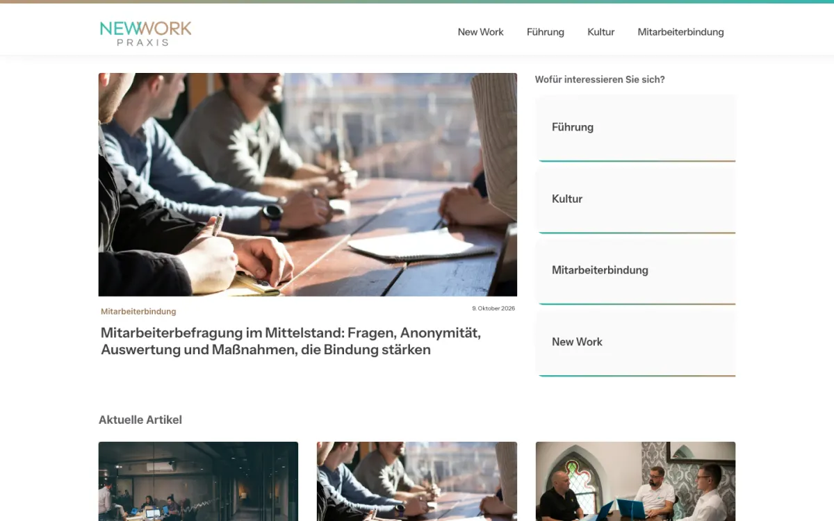 Startseite des Fachportals newworkpraxis.de