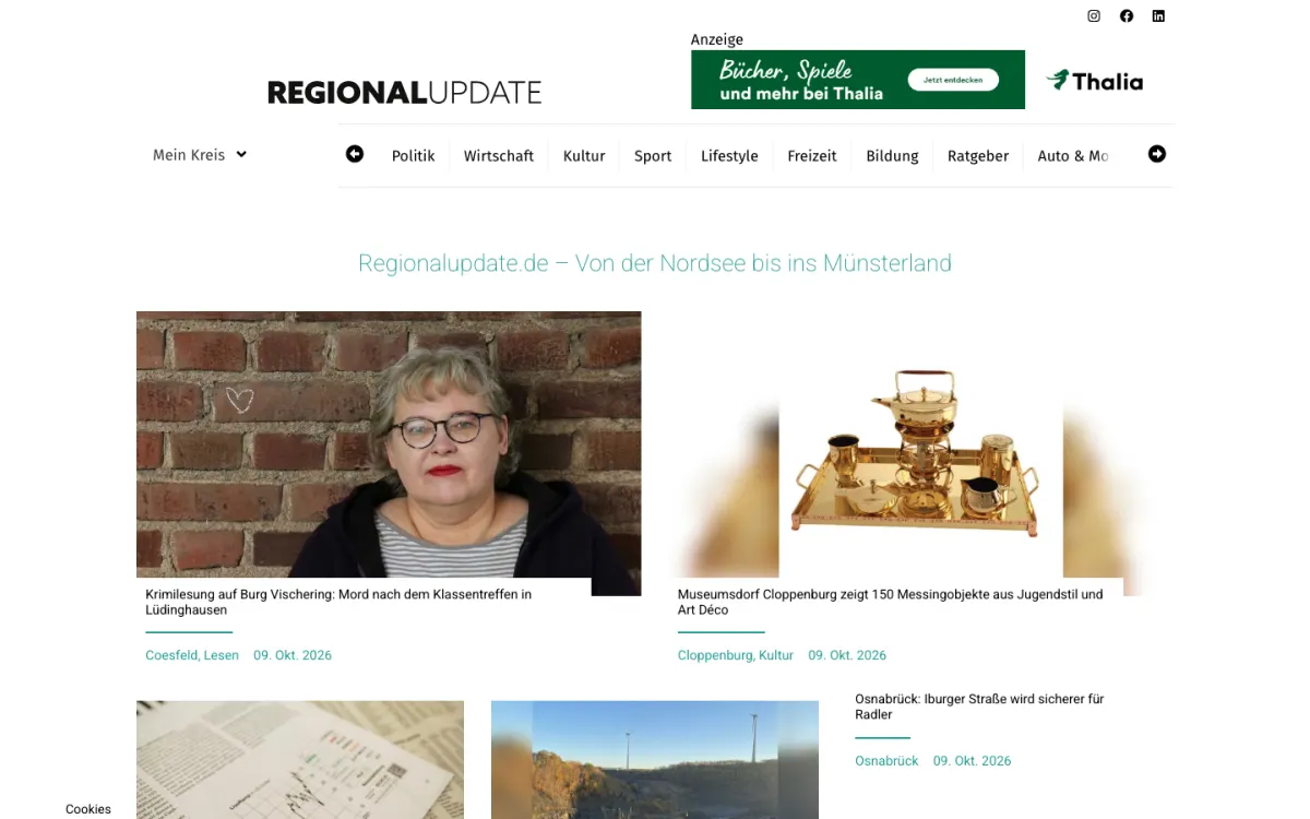 Startseite des News-Portals regionalupdate.de